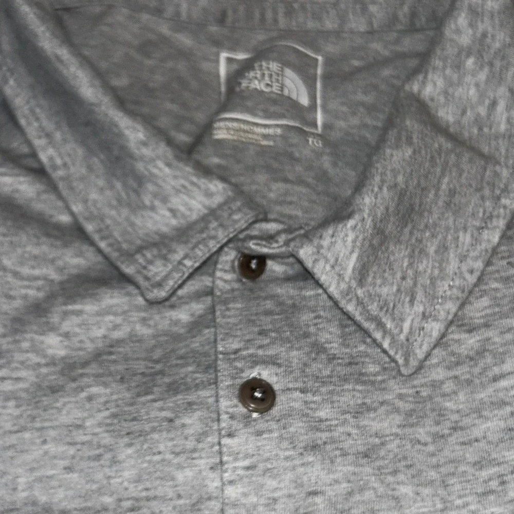 The North Face Polo Shirt XL Mens Grey Short Sleeve Cotton Lyocell Logo Top